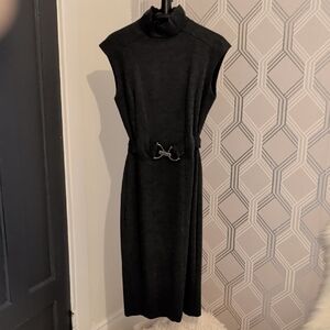 Zara Black Midi Dress with Belt